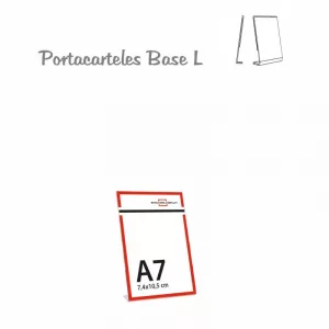 PORTACARTELES METACRILATO VERTICAL base L A7 (en caja de 10 uds)