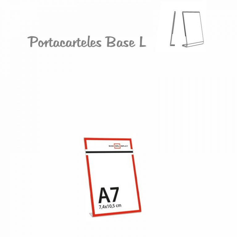 PORTACARTELES METACRILATO VERTICAL base L A7 (en caja de 10 uds)