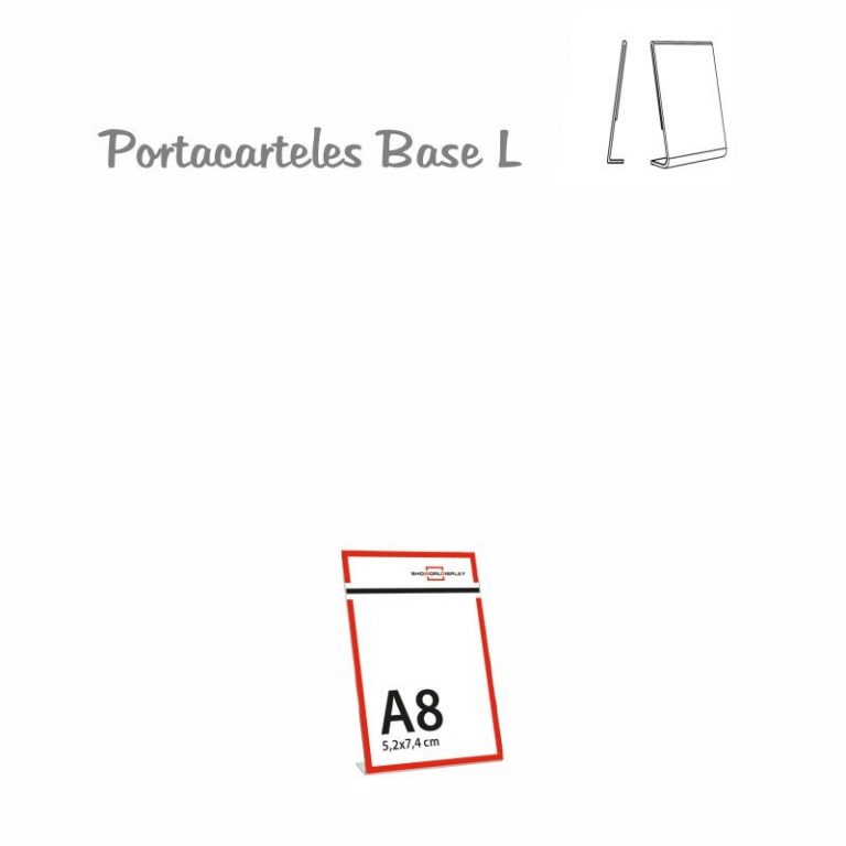 PORTACARTELES METACRILATO VERTICAL base L A8 (en caja de 10 uds)