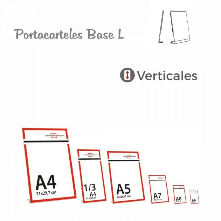 PORTACARTELES METACRILATO VERTICAL base L A4 (en caja de 12uds)