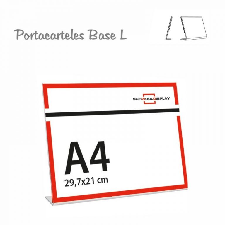 PORTACARTELES METACRILATO HORIZONTAL base L A4 (en caja de 10 uds)