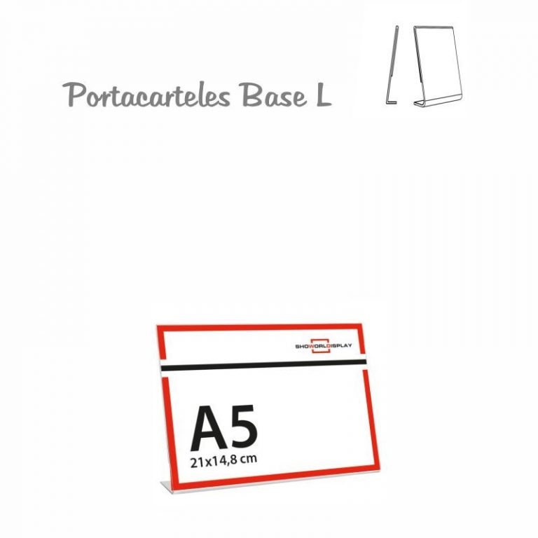 PORTACARTEL METACRILATO HORIZONTAL base L A5 (en caja de 10 uds)