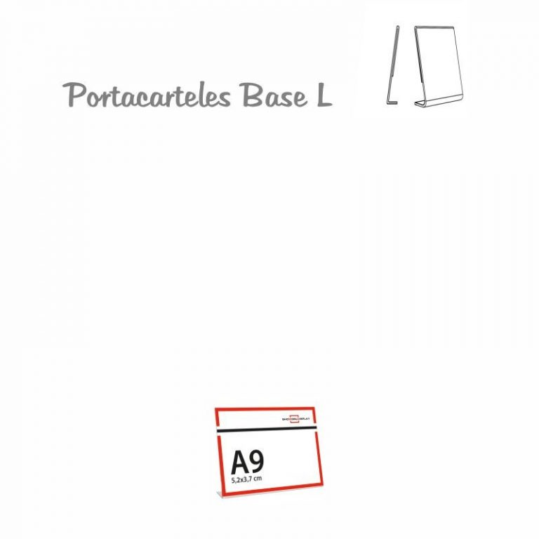PORTACARTELES METACRILATO HORIZONTAL base L A9 (en caja de 10 uds)