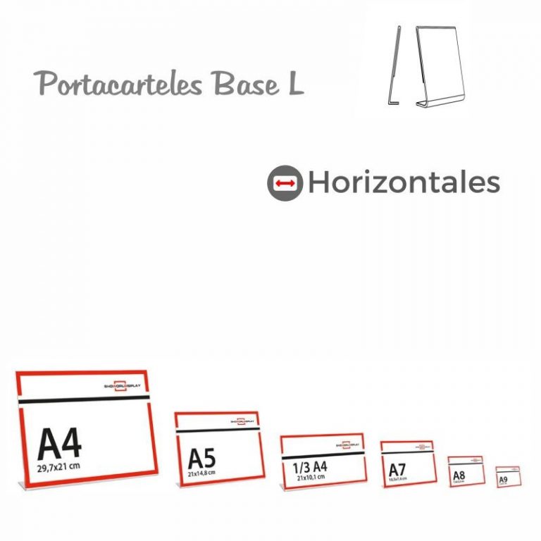PORTACARTELES METACRILATO HORIZONTAL base L A9 (en caja de 10 uds)