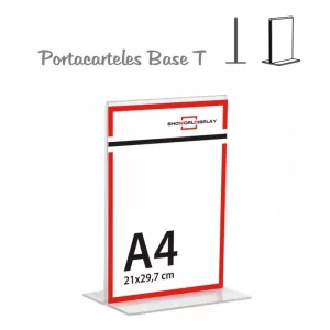 PORTACARTELES METACRILATO VERTICAL base T A4 (en caja de 12 uds)