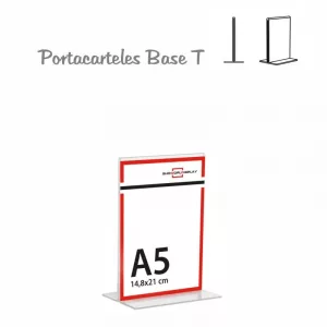 PORTACARTEL METACRILATO VERTICAL base T A5 (en caja de 12uds)