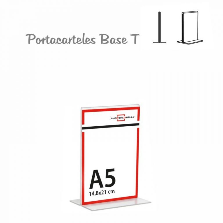 PORTACARTEL METACRILATO VERTICAL base T A5 (en caja de 12uds)