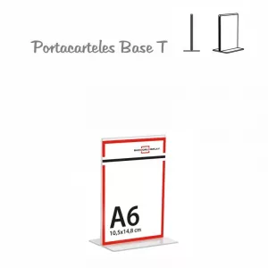 PORTACARTEL METACRILATO VERTICAL base T A6 (venta en caja 12uds)