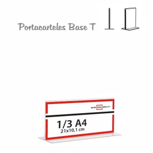 PORTACARTEL METACRILATO HORIZONTAL base T 1/3 A4 (en caja de 12uds)