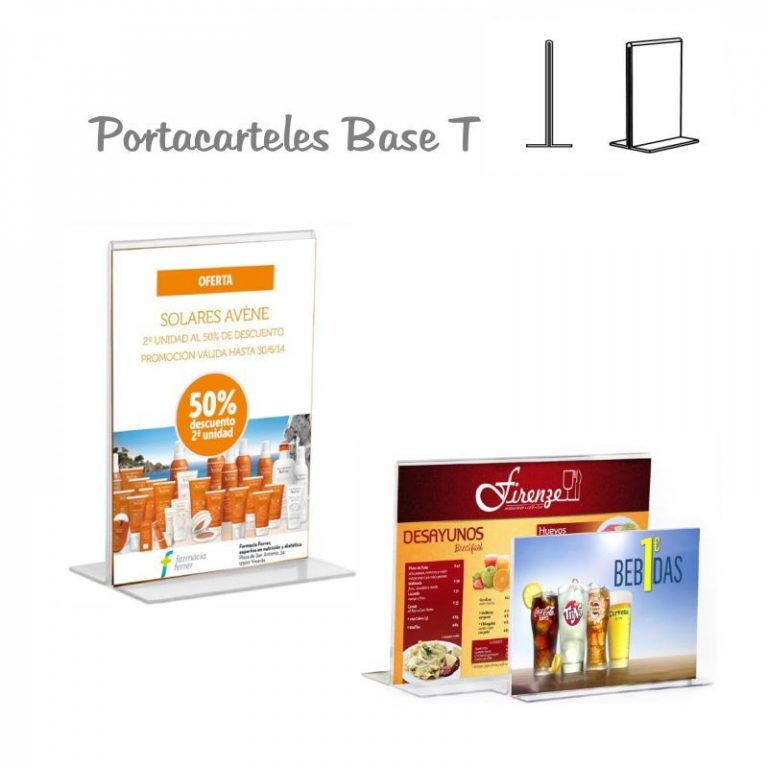 PORTACARTEL METACRILATO HORIZONTAL base T A5 (en caja de 12uds)