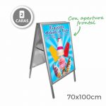 PORTACARTEL CABALLETE MARCO ABATIBLE DOBLE CARA 70x100cm