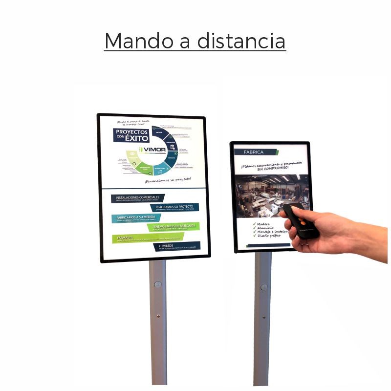 PORTACARTEL LED SOBRE DIN A3-MANDO-SENSOR DE MOVIMIENTO-BATERIA