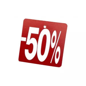 100 etiquetas cartoncillo 50%.
