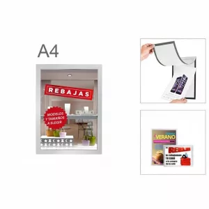 PORTACARTEL PLÁSTICO CON IMÁN A4