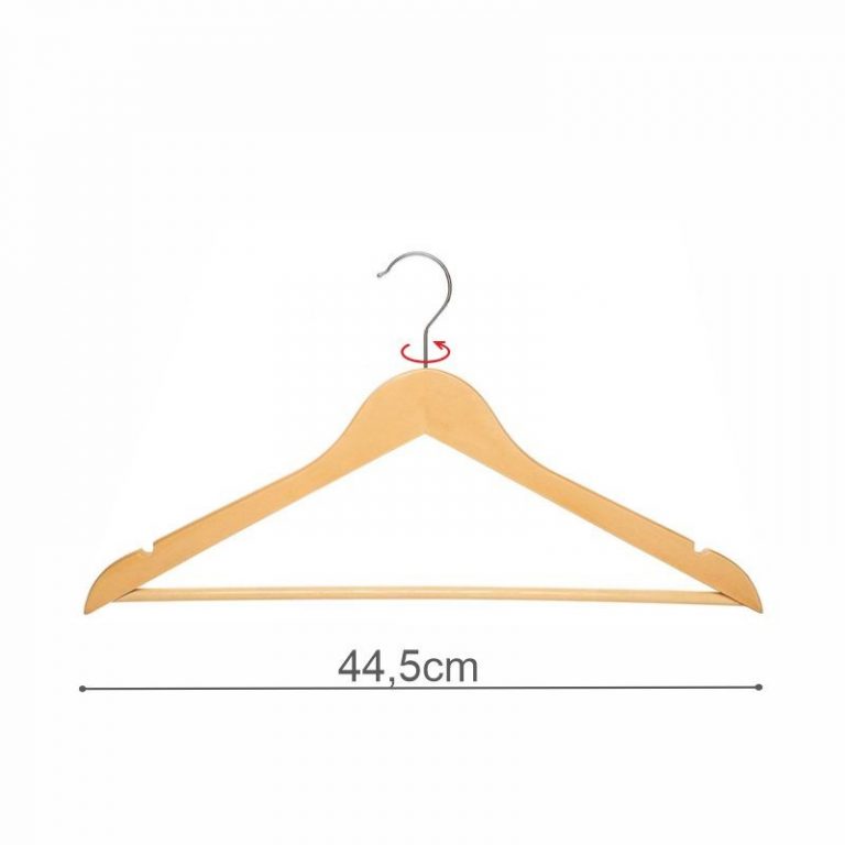 PERCHA CONJUNTO MADERA CON MUESCAS NATURAL 44.5cm (en caja de 100uds)