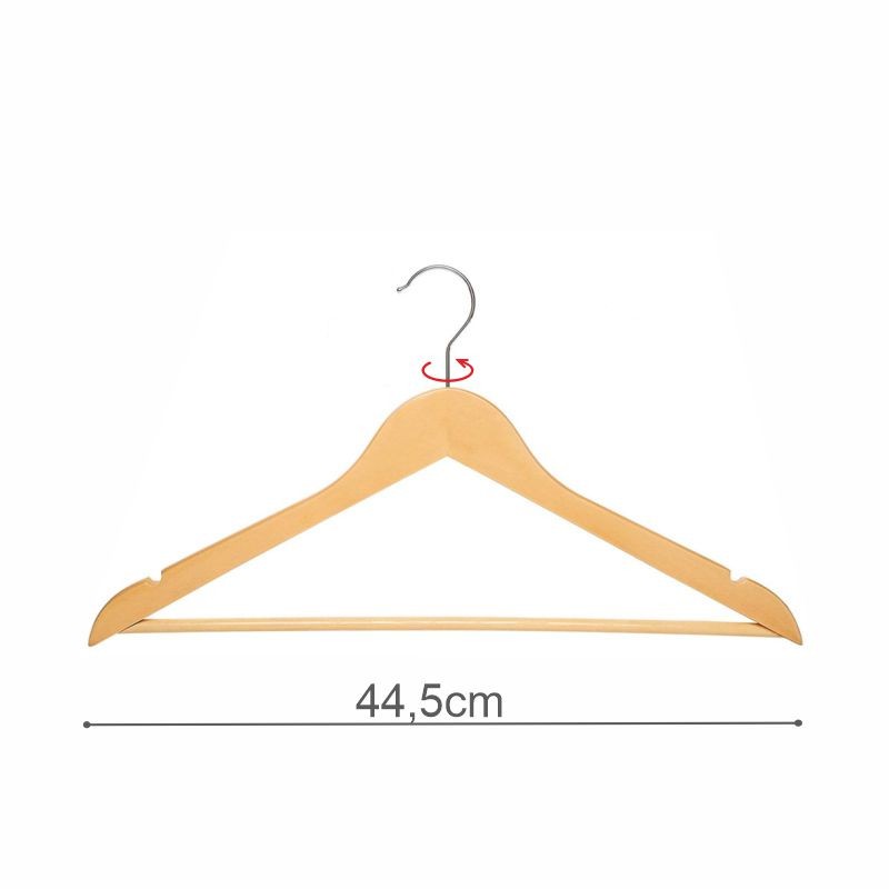 PERCHA CONJUNTO MADERA CON MUESCAS NATURAL 44.5cm (en caja de 100uds)