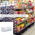 EXPOSTIOR 4 CESTAS APILABLES C/RUEDAS CROMADO