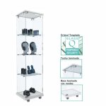 VITRINA ECO CRISTAL TEMPLADO, TECHO MADERA-RUEDAS