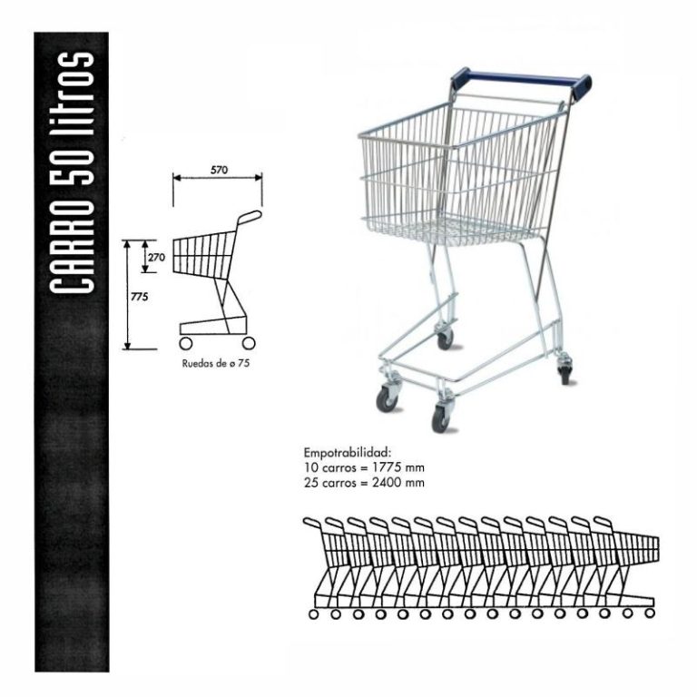 CARROS SUPERMERCADO 50L. CROMADO