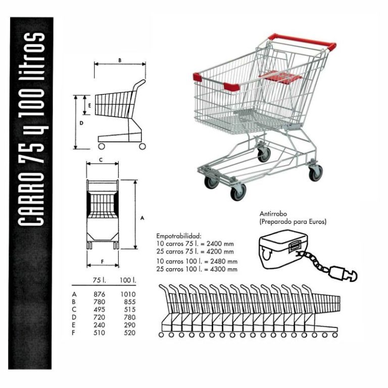 CARROS SUPERMERCADO 75L. CON PORTA BEBE CROMADO