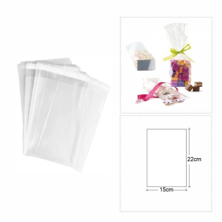 100 BOLSAS CELOFÁN CON CIERRE ADHESIVO 15x22 G160