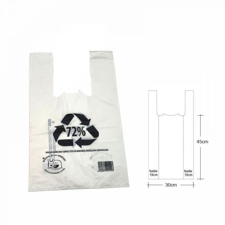 100 BOLSAS PLASTICO CAMISETA grande G200 BLANCA