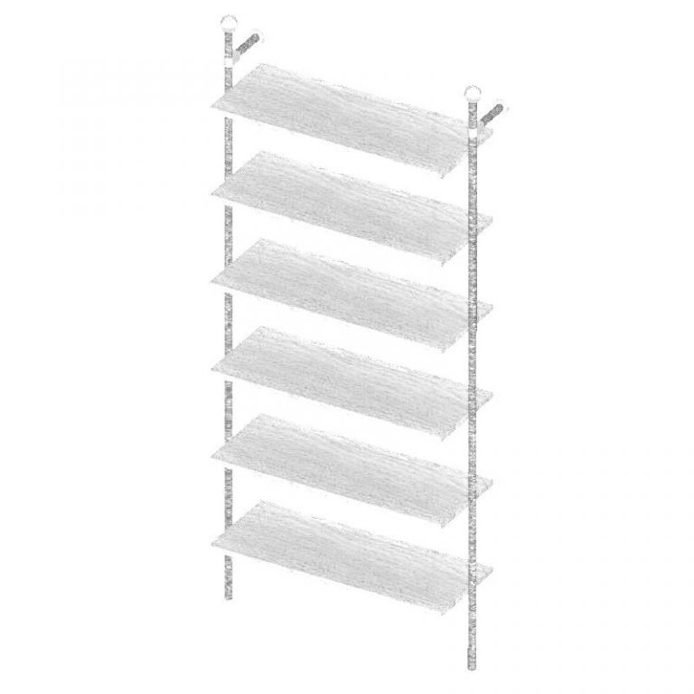 MODULO TUBO 25mm RECTO 6 ESTANTES MADERA