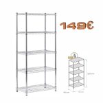 ESTANTERIA TUBO BAMBÚ 91x220cm con 5 ESTANTES ECO 91x46cm