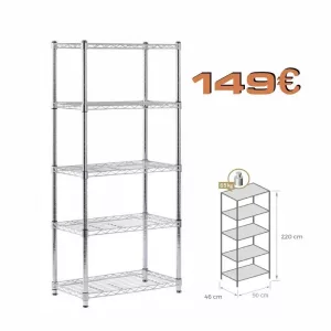 ESTANTERIA TUBO BAMBÚ 91x220cm con 5 ESTANTES ECO 91x46cm