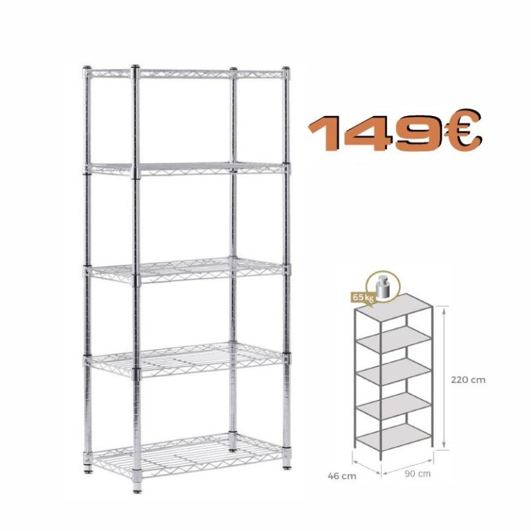 ESTANTERIA TUBO BAMBÚ 91x220cm con 5 ESTANTES ECO 91x46cm