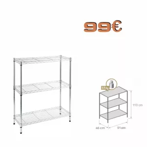 ESTANTERIA TUBO BAMBÚ 91x110cm con 3 ESTANTES ECO 91x46cm