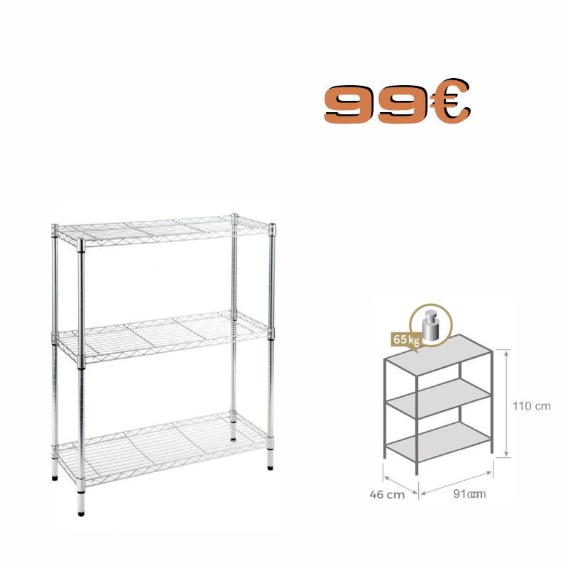 ESTANTERIA TUBO BAMBÚ 91x110cm con 3 ESTANTES ECO 91x46cm