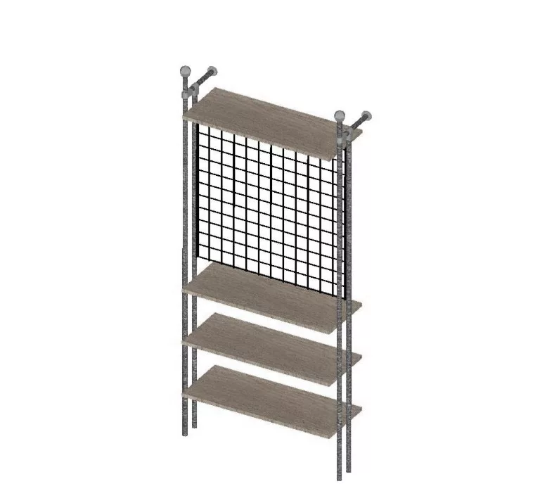 Módulo estantería y perchero con tubo redondo sistema tubo box 25mm