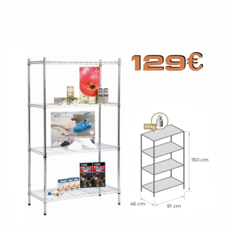 ESTANTERIA TUBO BAMBÚ 91x150cm con 4 ESTANTES ECO 91x46cm