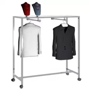 SQ11 Góndola box square 2 barras colgadora transversales estante superior cristal