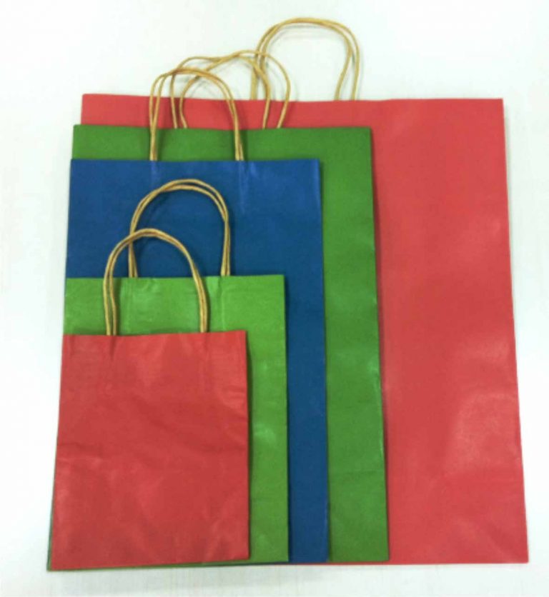 BOLSAS DE PAPEL ASA RETORCIDA VERDE 23+10X32