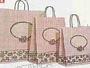 BOLSA DE PAPEL ASA RETORCIDA RAYAS ROSAS 46+15X55