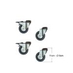 JUEGO DE 4 RUEDAS GOMA (2 CON FRENO 2 SIN FRENO)