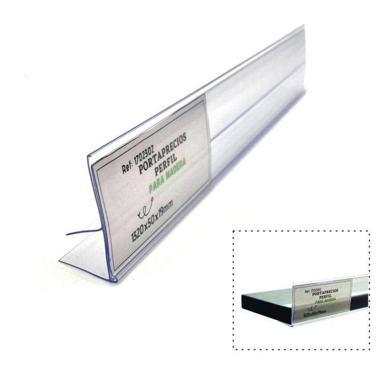 PORTAPRECIOS PERFIL PARA MADERA 1320x50X19mm