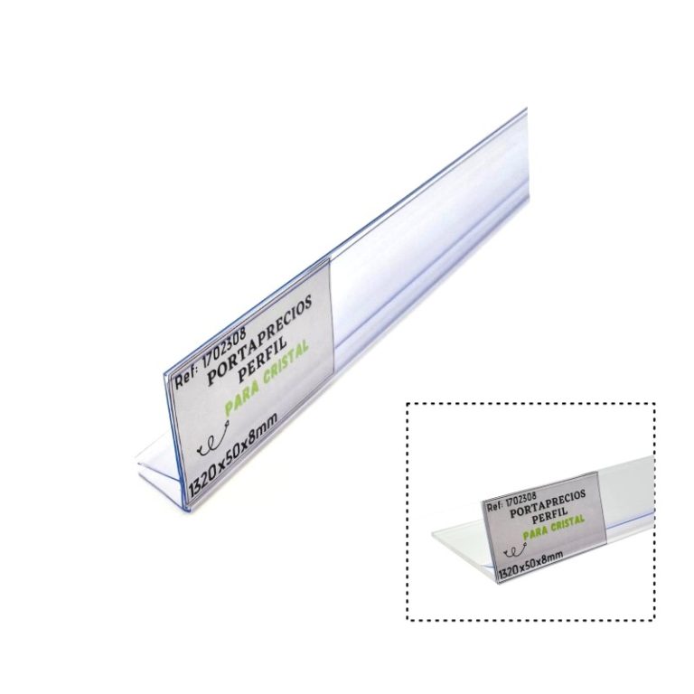 PORTAPRECIOS PERFIL PLASTICO 1320mmx50mm PARA CRISTAL 8mm
