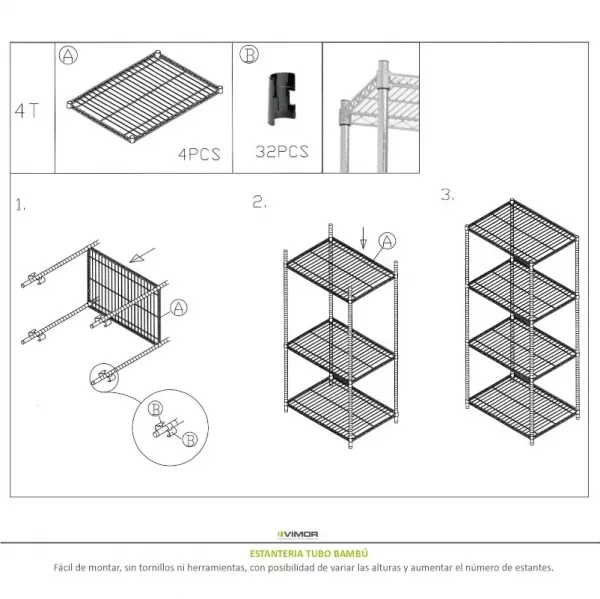 ESTANTE REJILLA *ECO* 91x46cm/60-70kg TUBO BAMBÚ