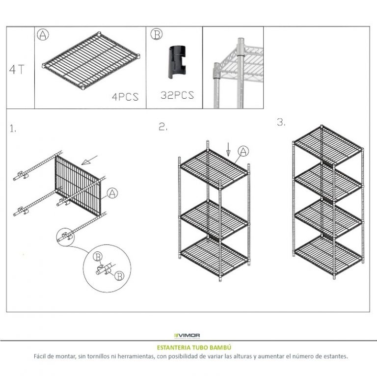 ESTANTE REJILLA *ECO* 91x46cm/60-70kg TUBO BAMBÚ