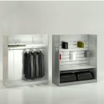 GONDOLA ARUBA M19 FONDO LISO 2 ESTANTES DE CRISTAL 1 MADERA S/CARTA 140cm 38,4cm 124,2cm