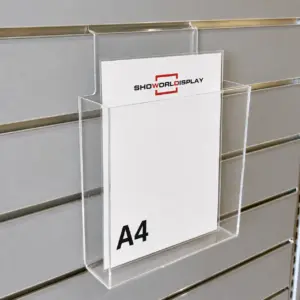 Portafolletos metacrilato 6,6cm fondo DIN A4 sistema lamas