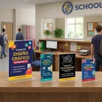 Portacarteles metacrilato vertical base T