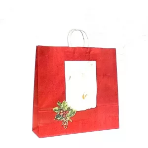 Bolsa de papel asa retorcida flor de pascua 46+14x45