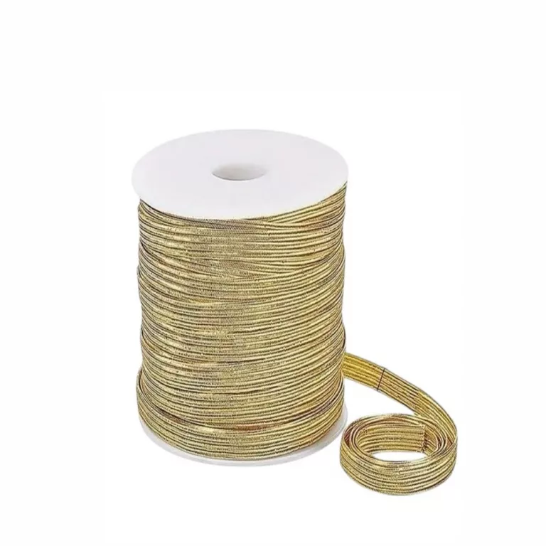 Rollo 100mt cinta elástica 4mm dorada para embalar regalos