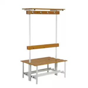 Banco vestuario doble con percha y techo 100cm