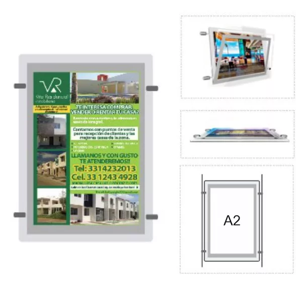 Portacartel led "sist.cable" A2 vertical