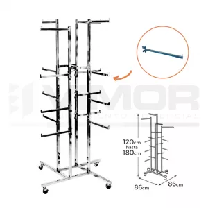 Expositor cuadrado 16 brazos rectos. cromado